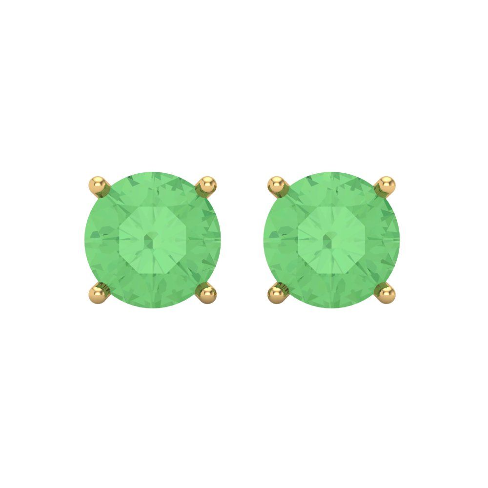 4 ctw Green Zirconia Studs Earrings | 8.0mm Round Cut White Gold Screw back | April Birthstone