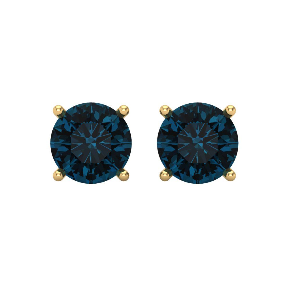4 ctw London Blue Topaz Studs Earrings | 8.0mm Round Cut White Gold Screw back | December Birthstone