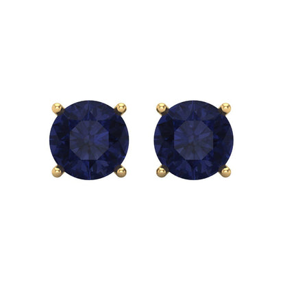 4 ctw Blue Sapphire Studs Earrings | 8.0mm Round Cut White Gold Screw back | September Birthstone