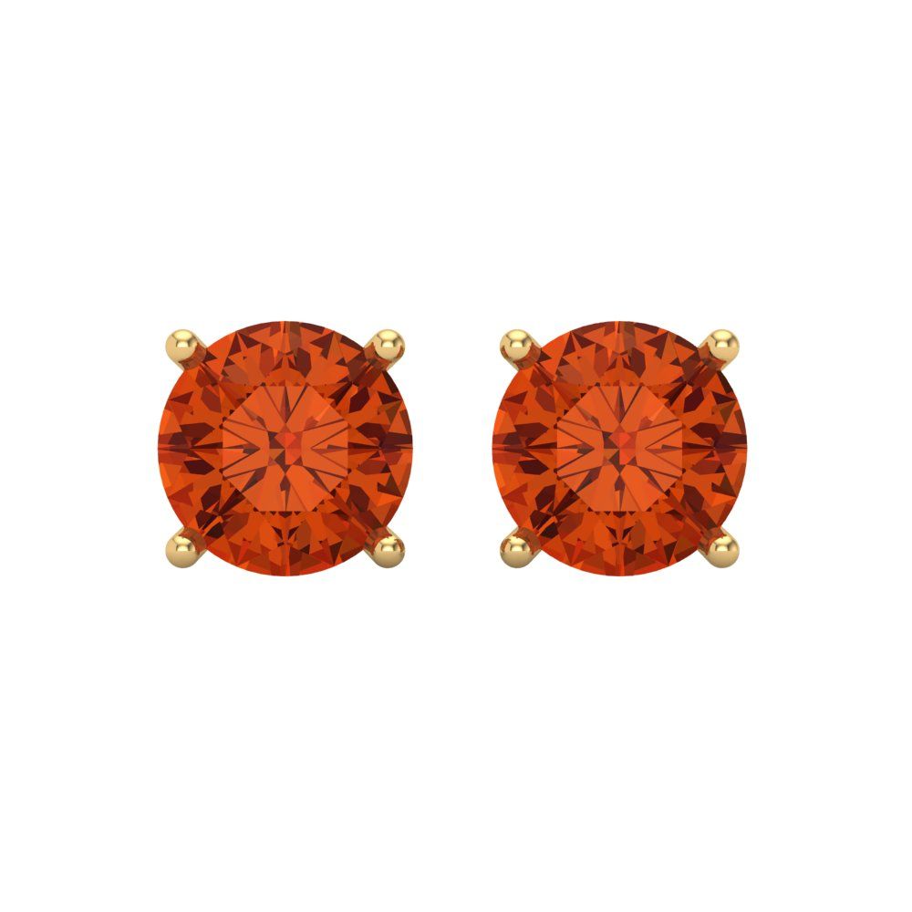 4 ctw Red Zirconia Studs Earrings | 8.0mm Round Cut White Gold Screw back | April Birthstone