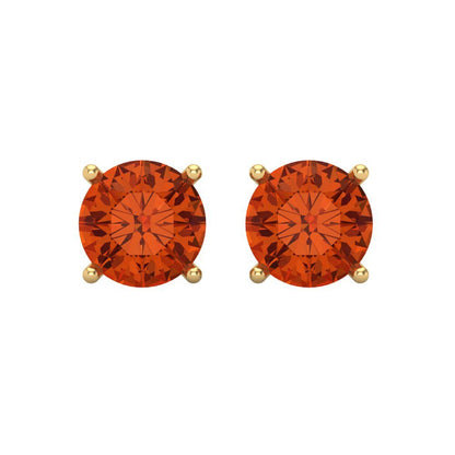 4 ctw Red Zirconia Studs Earrings | 8.0mm Round Cut White Gold Screw back | April Birthstone