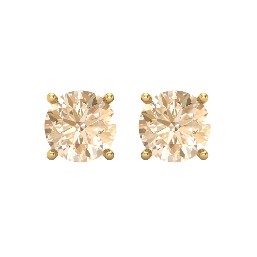 4 ctw Morganite Studs Earrings | 8.0mm Round Cut White Gold Screw back | February Birthstone