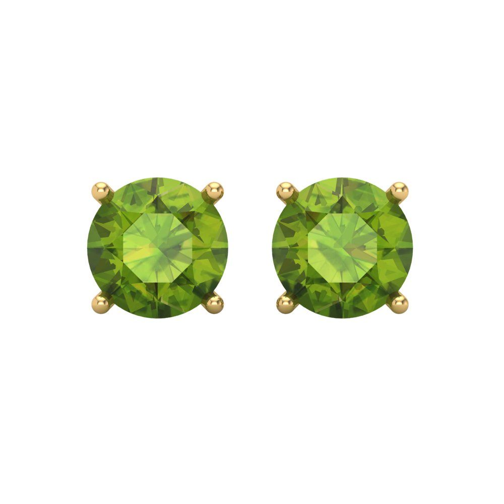 4 ctw Peridot Studs Earrings | 8.0mm Round Cut White Gold Screw back | August Birthstone