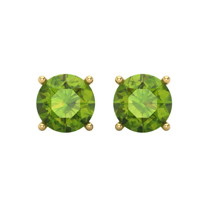4 ctw Peridot Studs Earrings | 8.0mm Round Cut White Gold Screw back | August Birthstone
