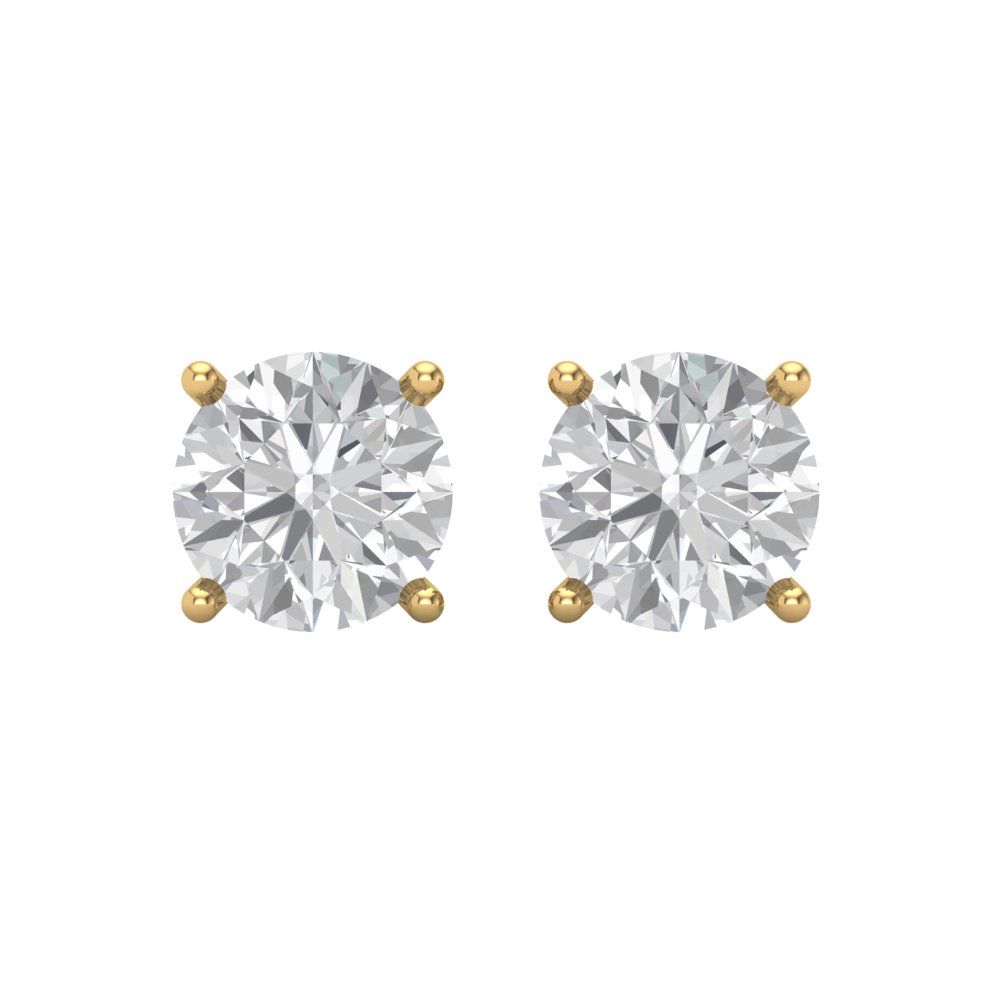 4 ctw White Sapphire Studs Earrings | 8.0mm Round Cut White Gold Screw back | April Birthstone