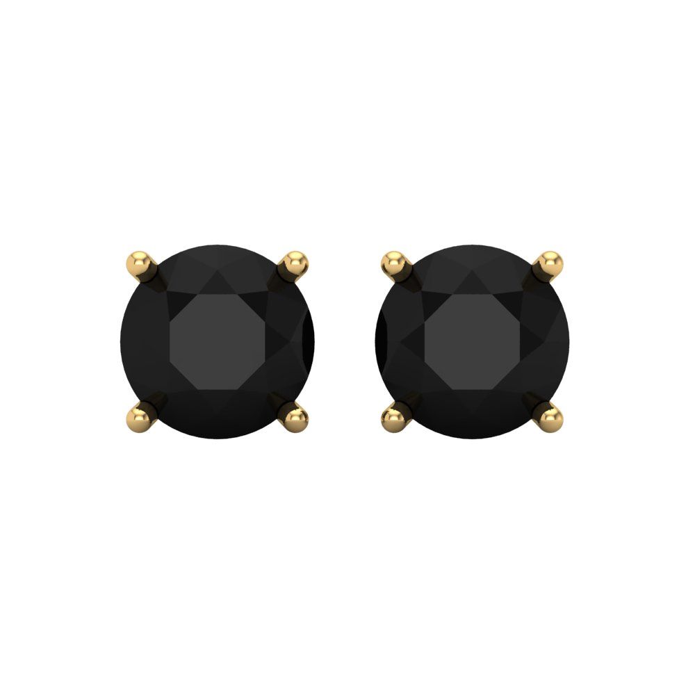 4 ctw Onyx Studs Earrings | 8.0mm Round Cut White Gold Screw back | July Birthstone