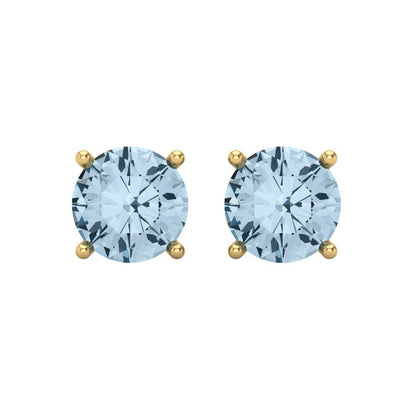 4 ctw Sky Blue Topaz Studs Earrings | 8.0mm Round Cut White Gold Screw back | December Birthstone