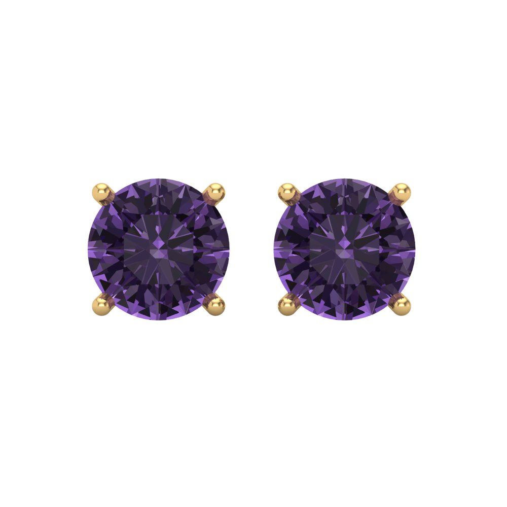 4 ctw Alexandrite Studs Earrings | 8.0mm Round Cut White Gold Screw back | June Birthstone