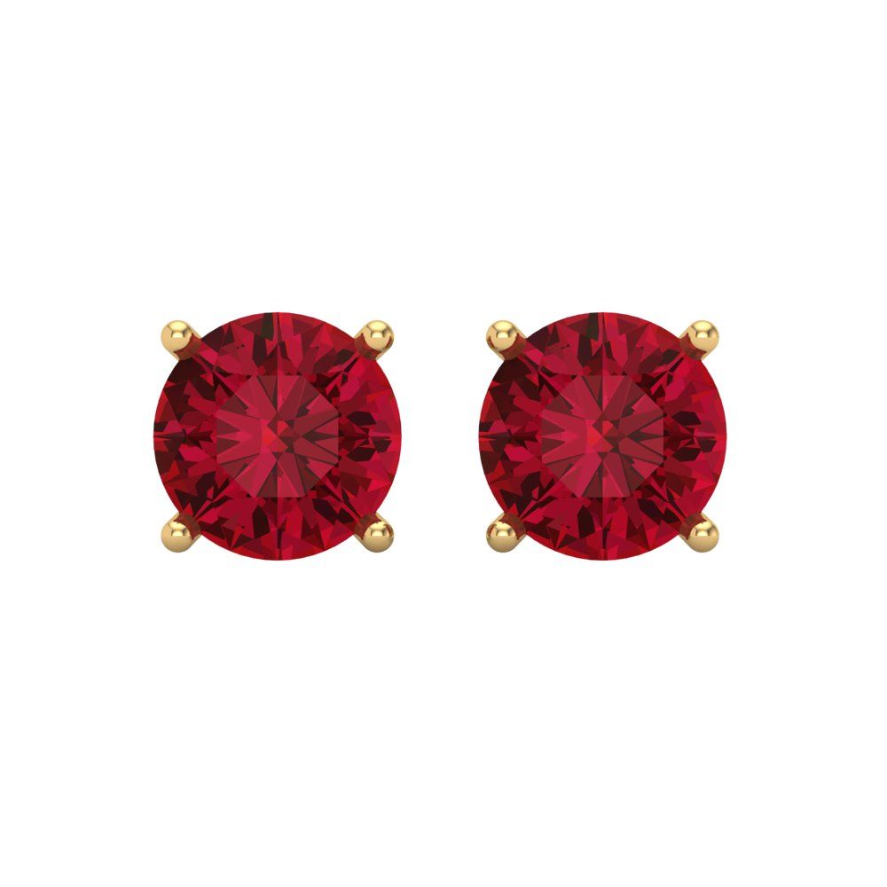 4 ctw Pink Tourmaline Studs Earrings | 8.0mm Round Cut White Gold Screw back | April Birthstone