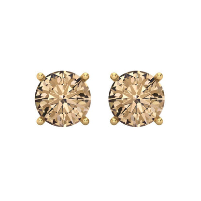 4 ctw Yellow Moissanite Studs Earrings | 8.0mm Round Cut White Gold Screw back | April Birthstone