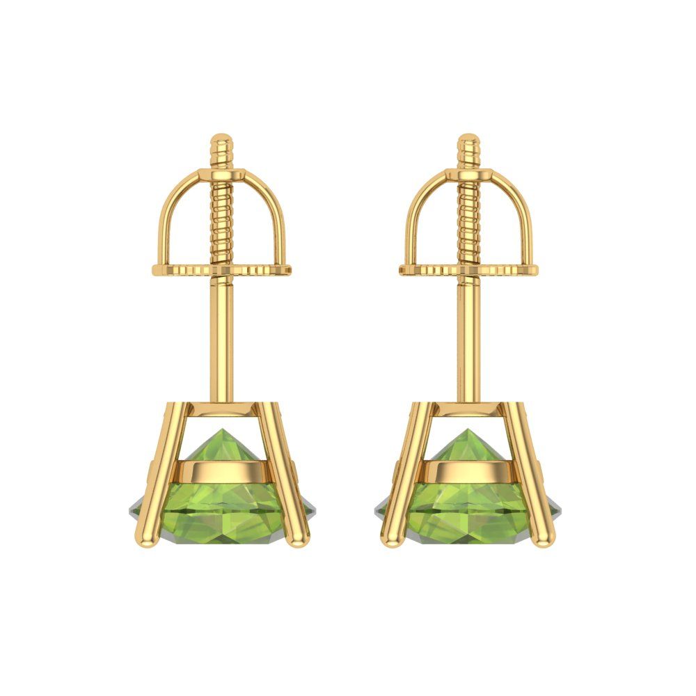 4 ctw Peridot Studs Earrings | 8.0mm Round Cut White Gold Screw back | August Birthstone