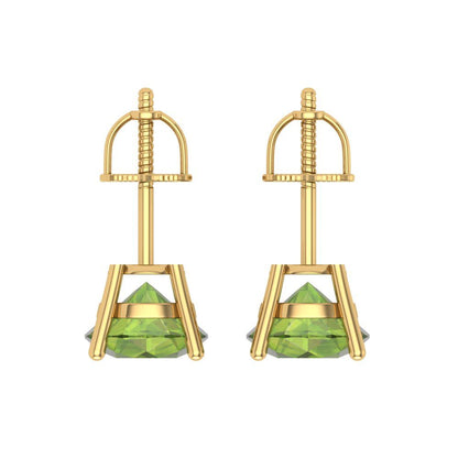 4 ctw Peridot Studs Earrings | 8.0mm Round Cut White Gold Screw back | August Birthstone