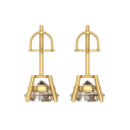 4 ctw Yellow Moissanite Studs Earrings | 8.0mm Round Cut White Gold Screw back | April Birthstone