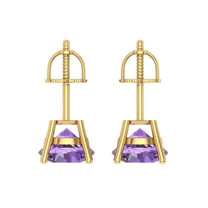 4 ctw Alexandrite Studs Earrings | 8.0mm Round Cut White Gold Screw back | June Birthstone