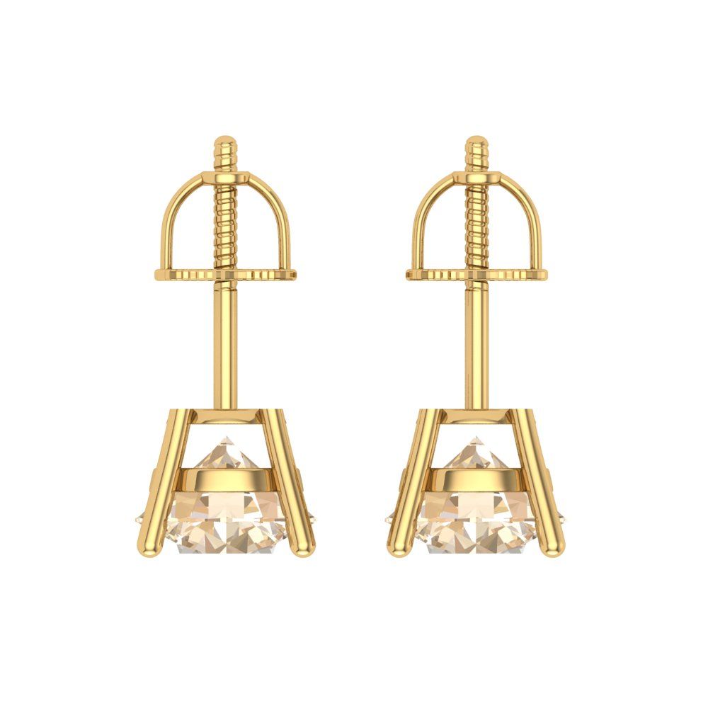 4 ctw Morganite Studs Earrings | 8.0mm Round Cut White Gold Screw back | February Birthstone