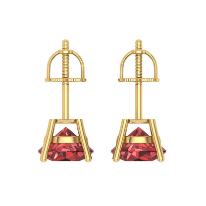 4 ctw Garnet Studs Earrings | 8.0mm Round Cut White Gold Screw back | January Birthstone