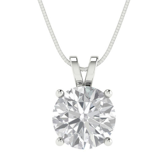 3cttw Round Cut Clear Gold-Plated 925 Silver Pendant and 18" Box-Chain Necklace
