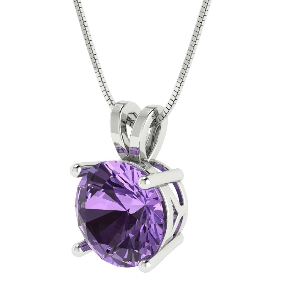3cttw Round Cut Alexandrite Gold-Plated 925 Silver Pendant and 18" Box-Chain Necklace