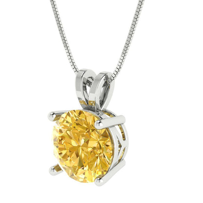 3cttw Round Cut Citrine Gold-Plated 925 Silver Pendant and 18" Box-Chain Necklace