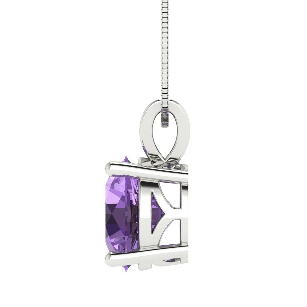 3cttw Round Cut Alexandrite Gold-Plated 925 Silver Pendant and 18" Box-Chain Necklace