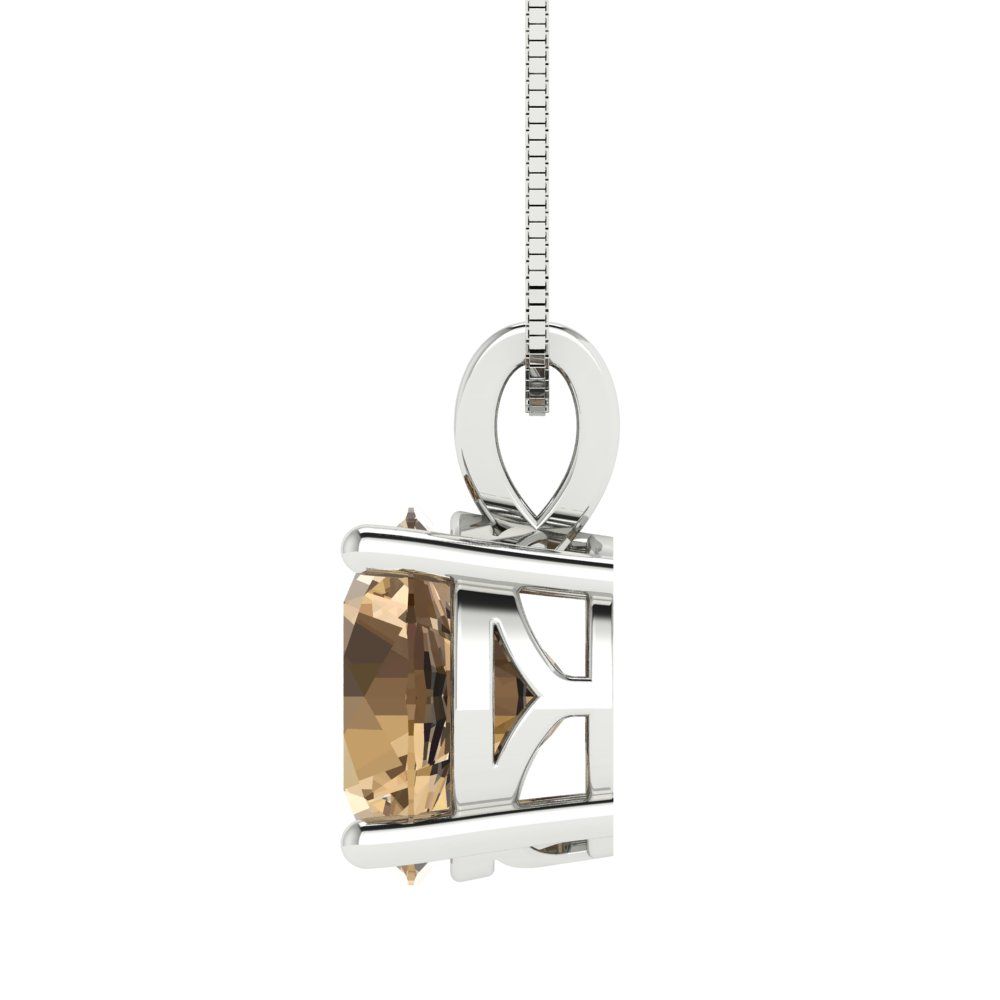 3cttw Round Cut Champagne Gold-Plated 925 Silver Pendant and 18" Box-Chain Necklace