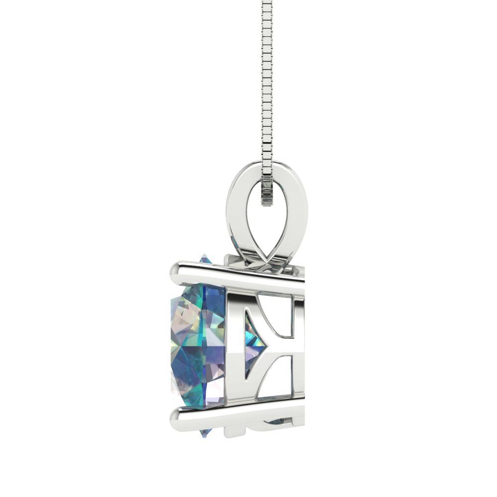 3cttw Round Cut Blue Moissanite Gold-Plated 925 Silver Pendant and 18" Box-Chain Necklace
