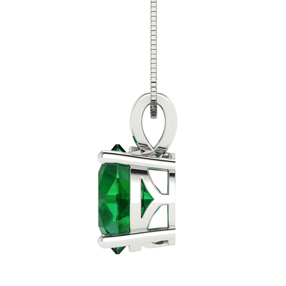 3cttw Round Cut Emerald Gold-Plated 925 Silver Pendant and 18" Box-Chain Necklace