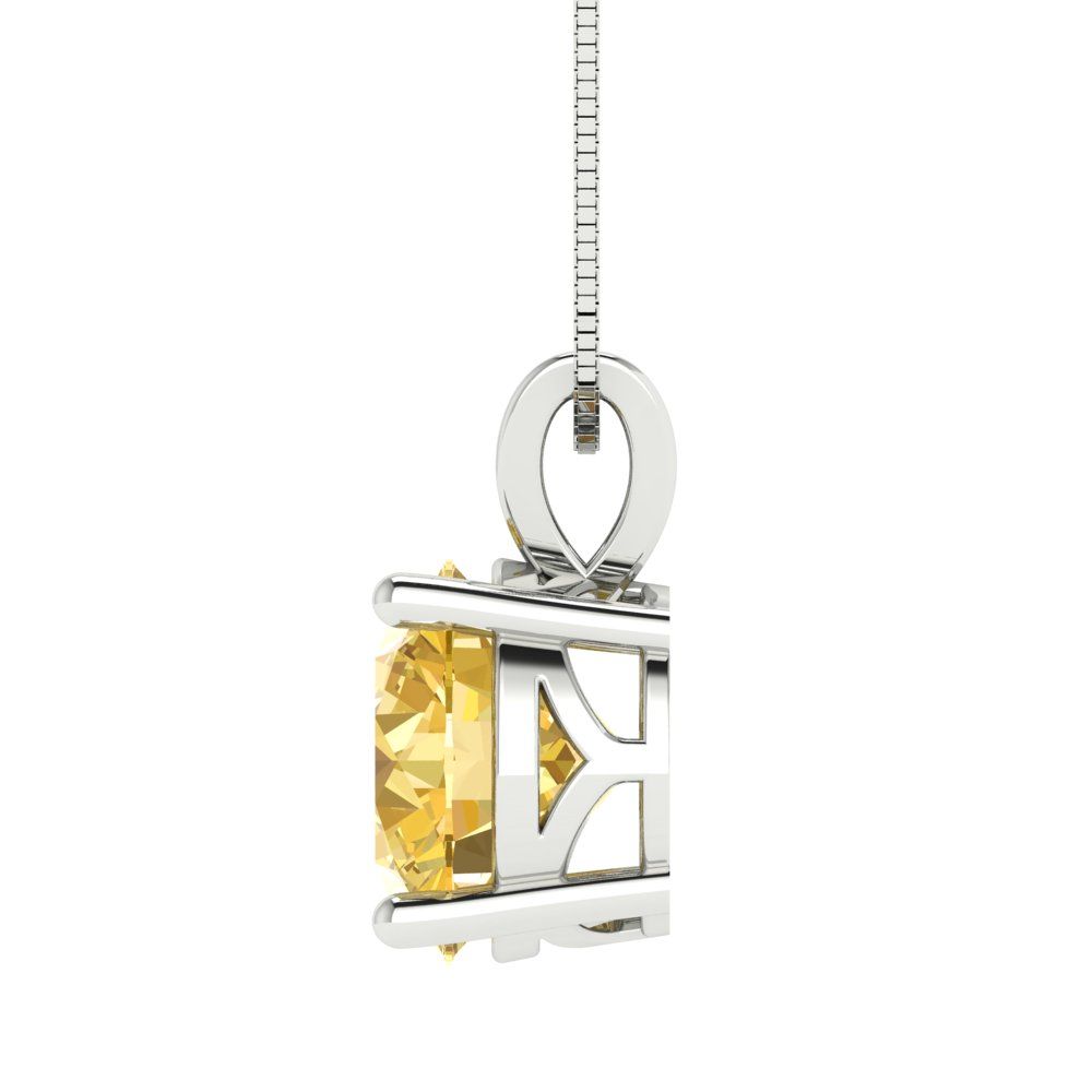 3cttw Round Cut Citrine Gold-Plated 925 Silver Pendant and 18" Box-Chain Necklace