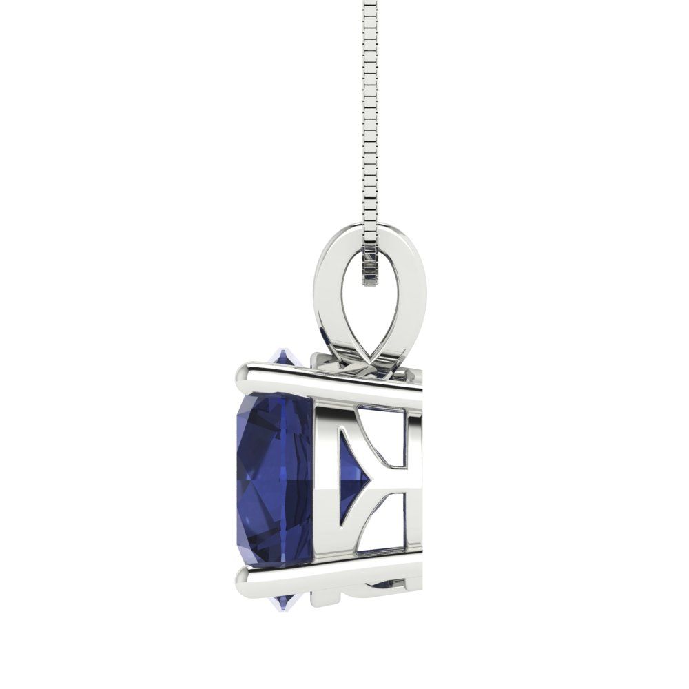3cttw Round Cut Blue Sapphire Gold-Plated 925 Silver Pendant and 18" Box-Chain Necklace