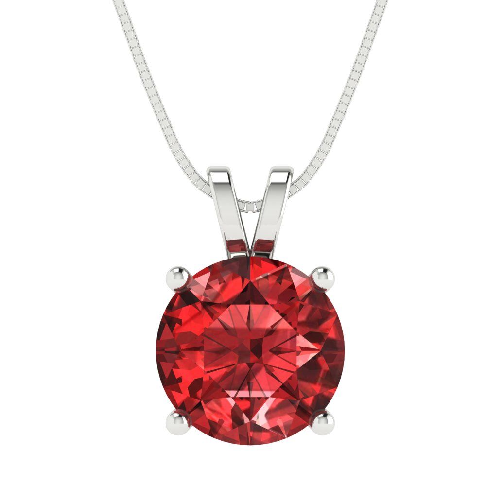 3cttw Round Cut Garnet Gold-Plated 925 Silver Pendant and 18" Box-Chain Necklace