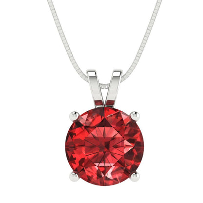 3cttw Round Cut Garnet Gold-Plated 925 Silver Pendant and 18" Box-Chain Necklace