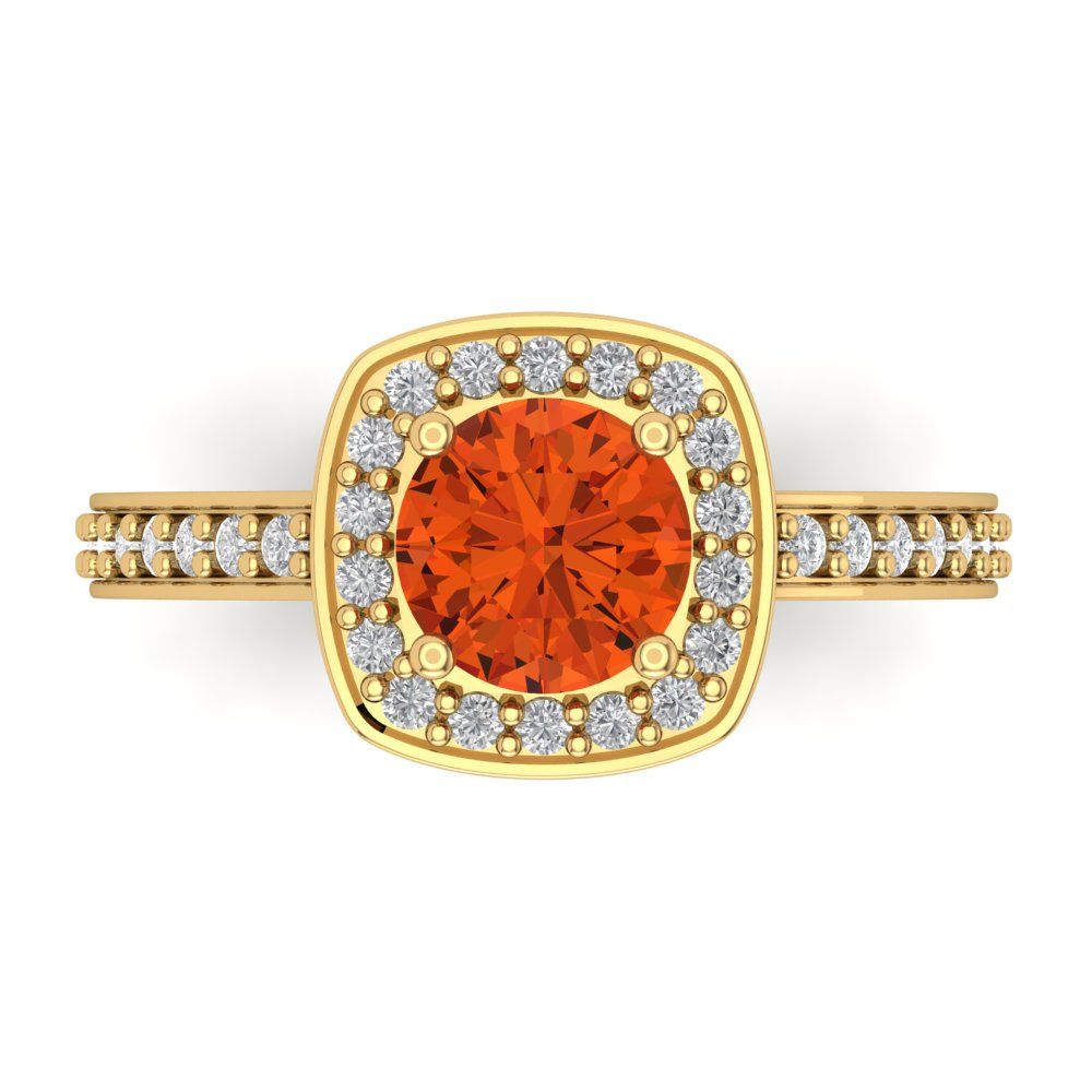 1.335 cttw Zirconia Simulated Red Diamond Hidden Halo Engagement Ring - Solid Gold (VVS1, Round Cut,6.5mm)