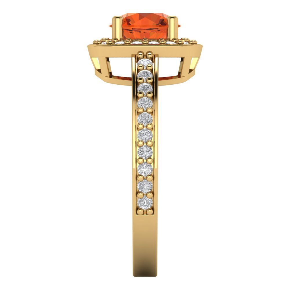 1.335 cttw Zirconia Simulated Red Diamond Hidden Halo Engagement Ring - Solid Gold (VVS1, Round Cut,6.5mm)