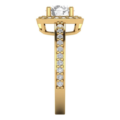 1.335 cttw Certified Moissanite Hidden Halo Engagement Ring - Solid Gold (VVS1, D-F,Round Cut,6.5mm)