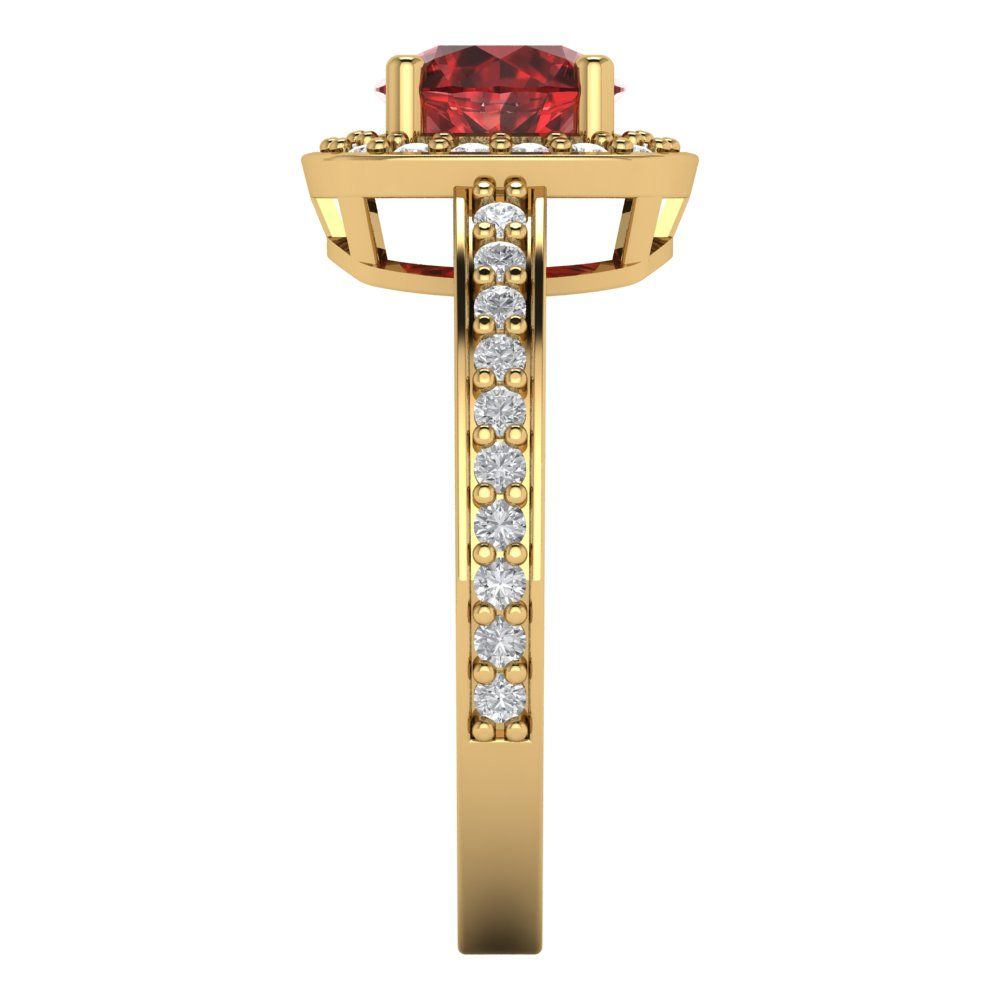 1.335 cttw Natural Garnet Hidden Halo Engagement Ring - Solid Gold (Round Cut,6.5mm)
