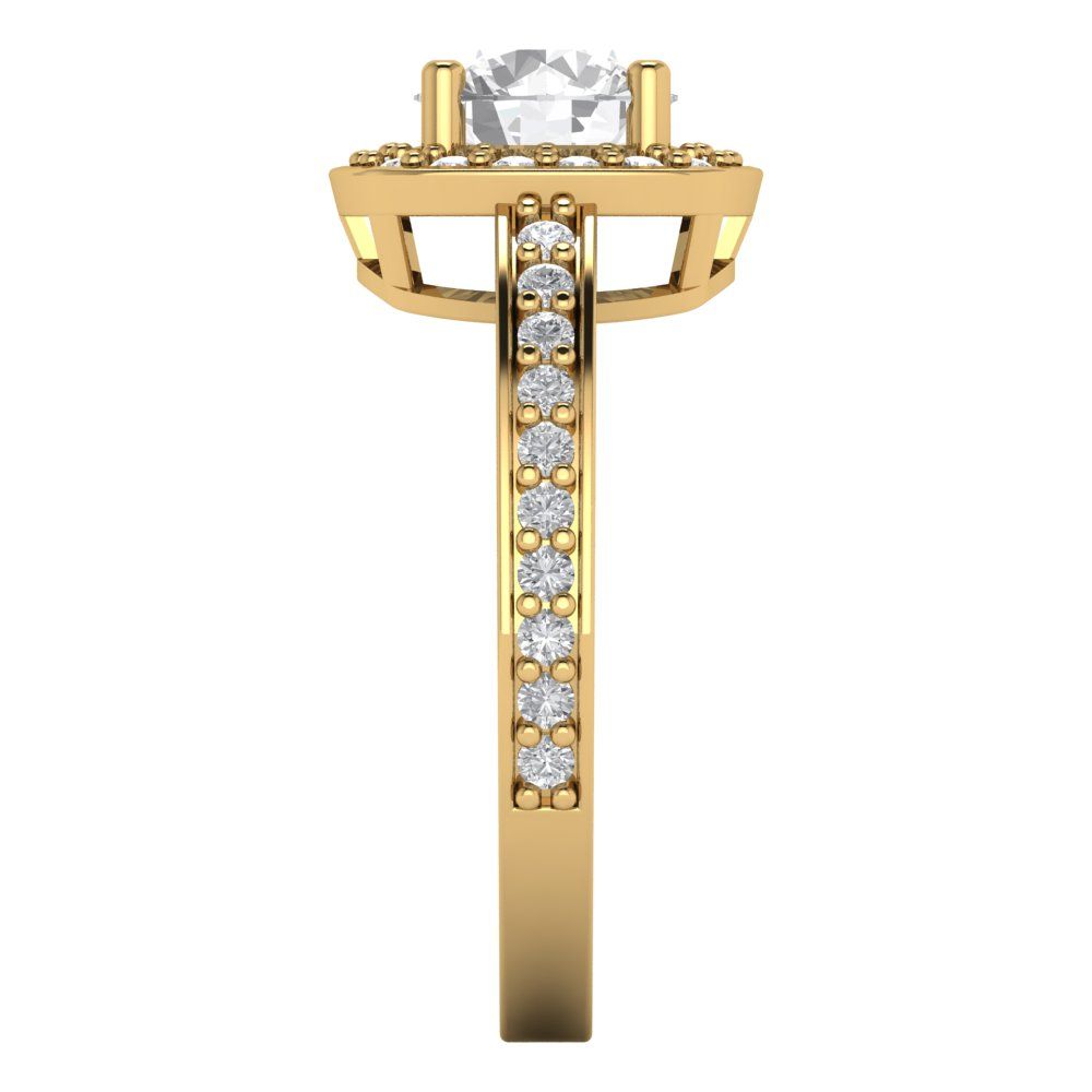 1.335 cttw White Sapphire Hidden Halo Engagement Ring - Solid Gold (Round Cut,6.5mm)