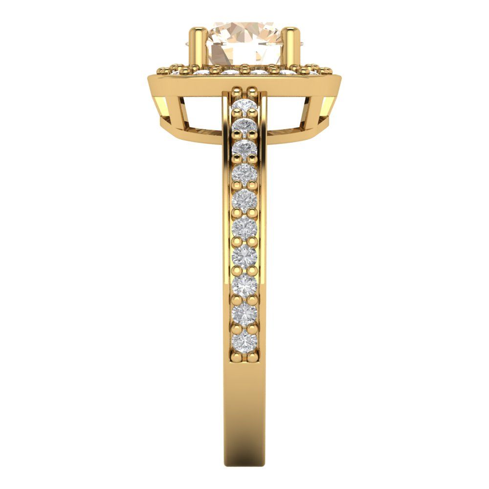 1.335 cttw Natural Morganite Hidden Halo Engagement Ring - Solid Gold (Round Cut,6.5mm)