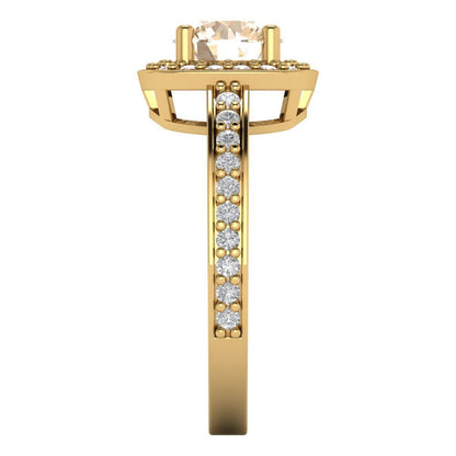 1.335 cttw Natural Morganite Hidden Halo Engagement Ring - Solid Gold (Round Cut,6.5mm)