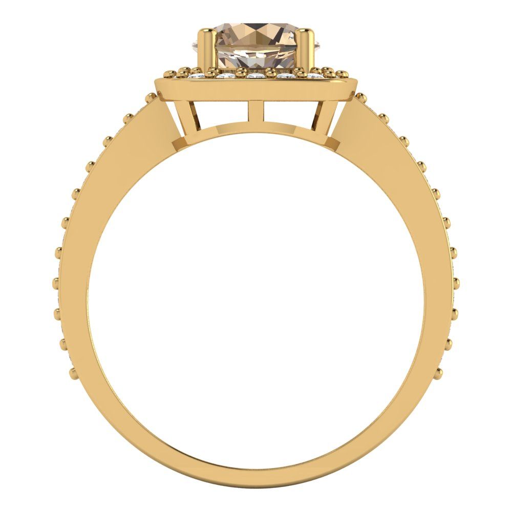 1.335 cttw Yellow Moissanite Hidden Halo Engagement Ring - Solid Gold (Round Cut,6.5mm)