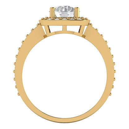 1.335 cttw White Sapphire Hidden Halo Engagement Ring - Solid Gold (Round Cut,6.5mm)