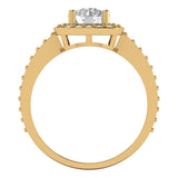 1.4 ct Brilliant Round Cut Natural Diamond Stone Clarity SI1-2 Color I-J Yellow Gold Halo Solitaire with Accents Ring