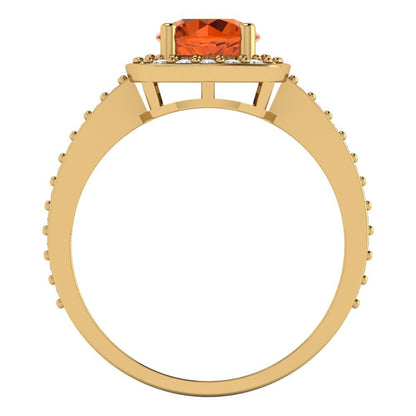 1.335 cttw Simulated Pink Tourmaline Hidden Halo Engagement Ring - Solid Gold (Round Cut,6.5mm)