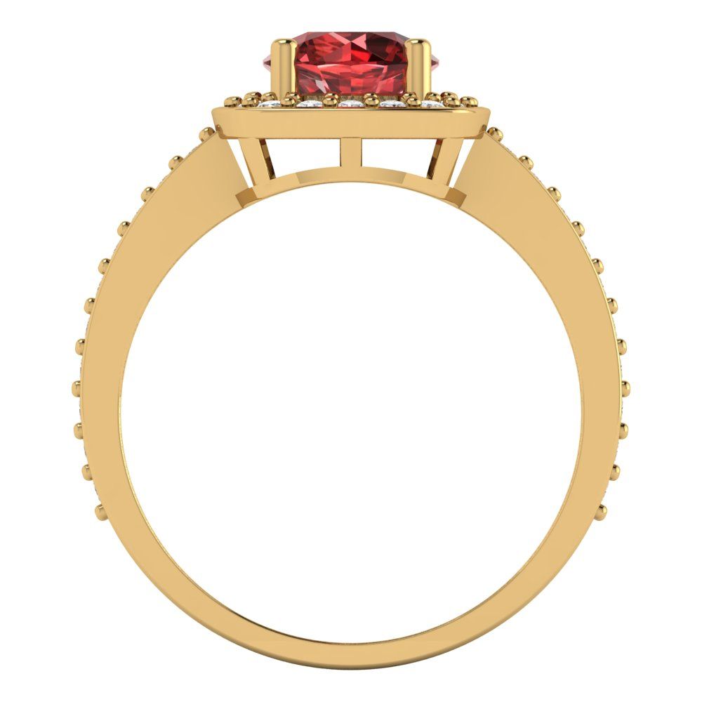 1.335 cttw Natural Garnet Hidden Halo Engagement Ring - Solid Gold (Round Cut,6.5mm)