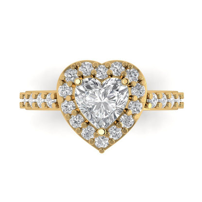 2.03 cttw White Sapphire Hidden Halo Engagement Ring - Solid Gold (Heart Cut,7.0mm)