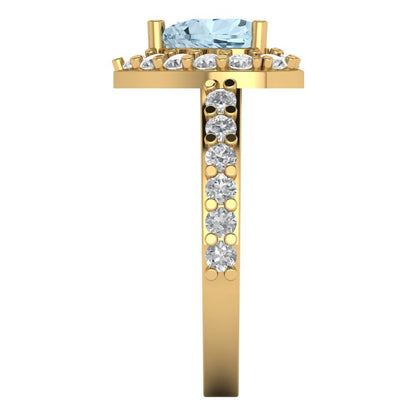 2.03 cttw Natural Swiss Blue Topaz Hidden Halo Engagement Ring - Solid Gold (Heart Cut,7.0mm)