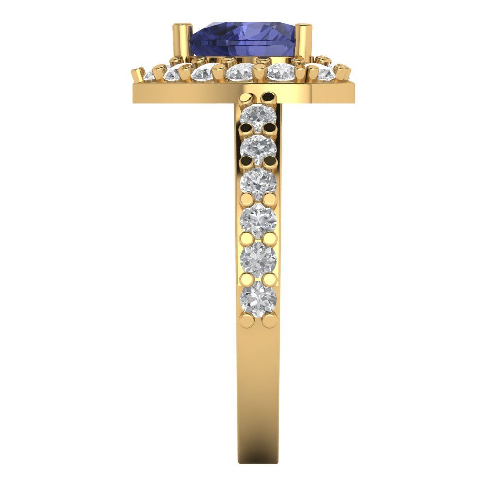2.03 cttw Simulated Tanzanite Hidden Halo Engagement Ring - Solid Gold (Heart Cut,7.0mm)