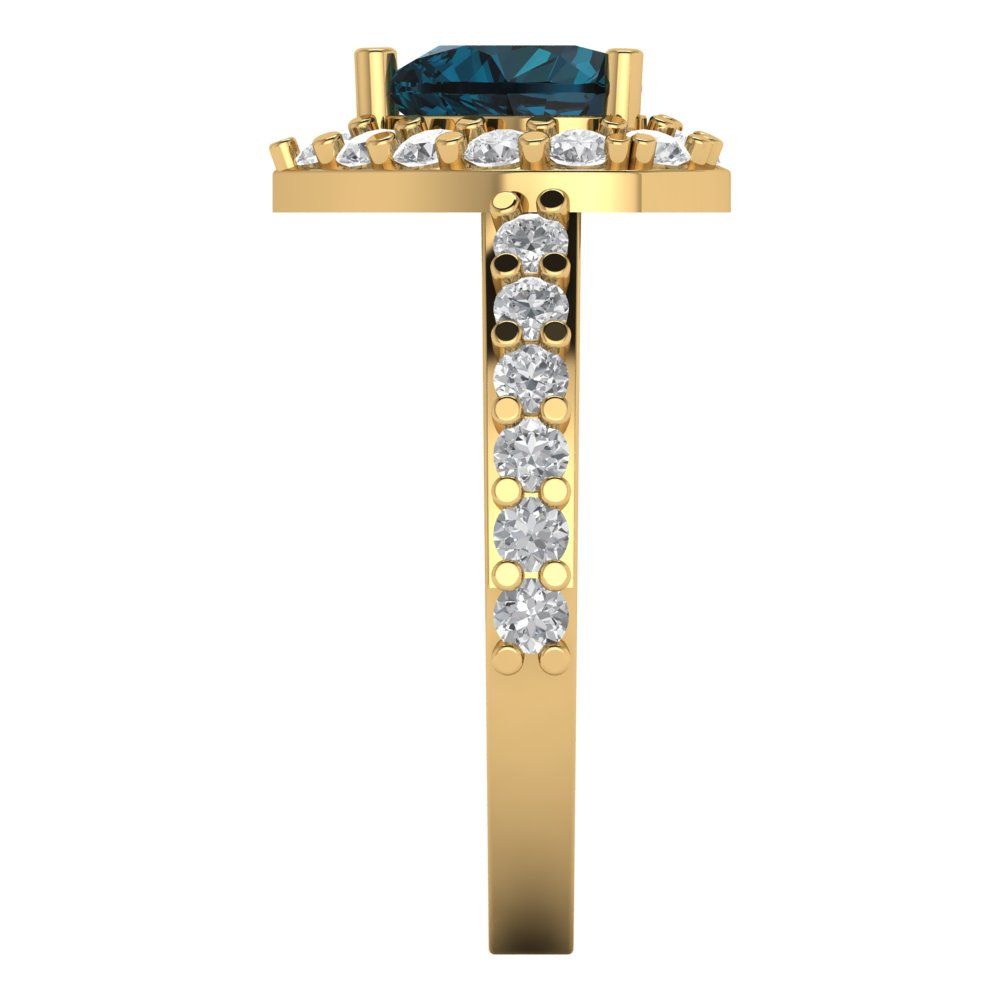 2.03 cttw Natural London Blue Topaz Hidden Halo Engagement Ring - Solid Gold (Heart Cut,7.0mm)