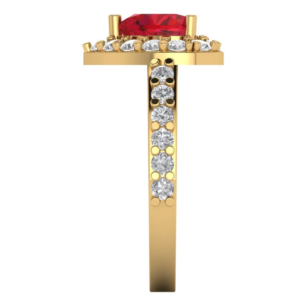 2.03 cttw Simulated Ruby Hidden Halo Engagement Ring - Solid Gold (Heart Cut,7.0mm)