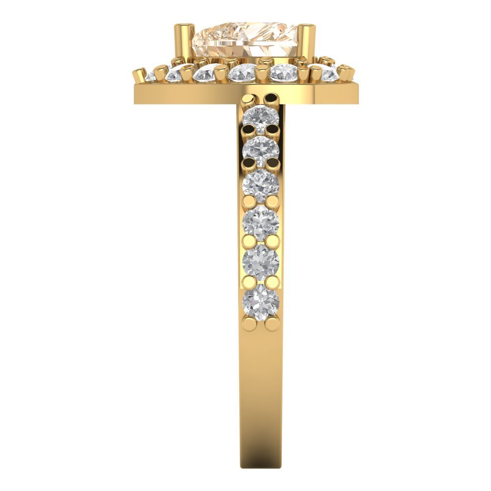 2.03 cttw Natural Morganite Hidden Halo Engagement Ring - Solid Gold (Heart Cut,7.0mm)