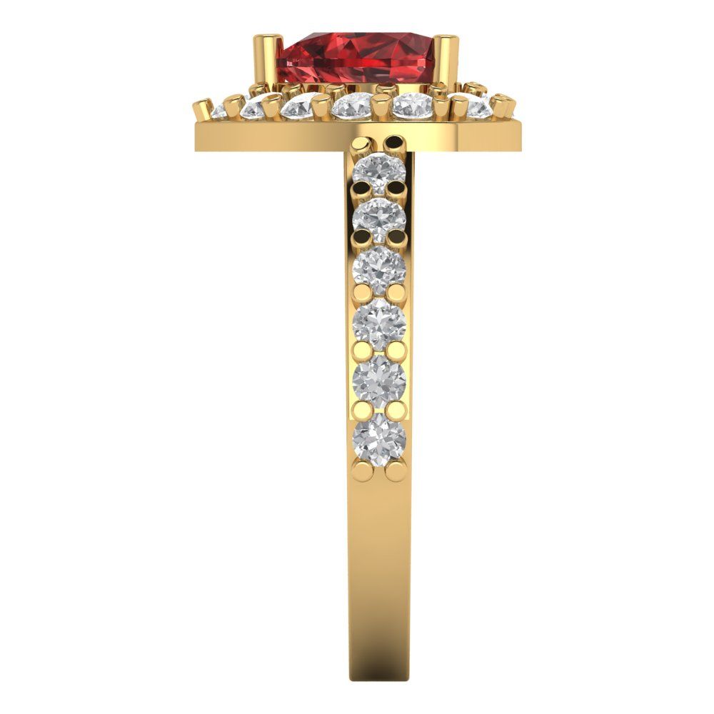 2.03 cttw Natural Garnet Hidden Halo Engagement Ring - Solid Gold (Heart Cut,7.0mm)
